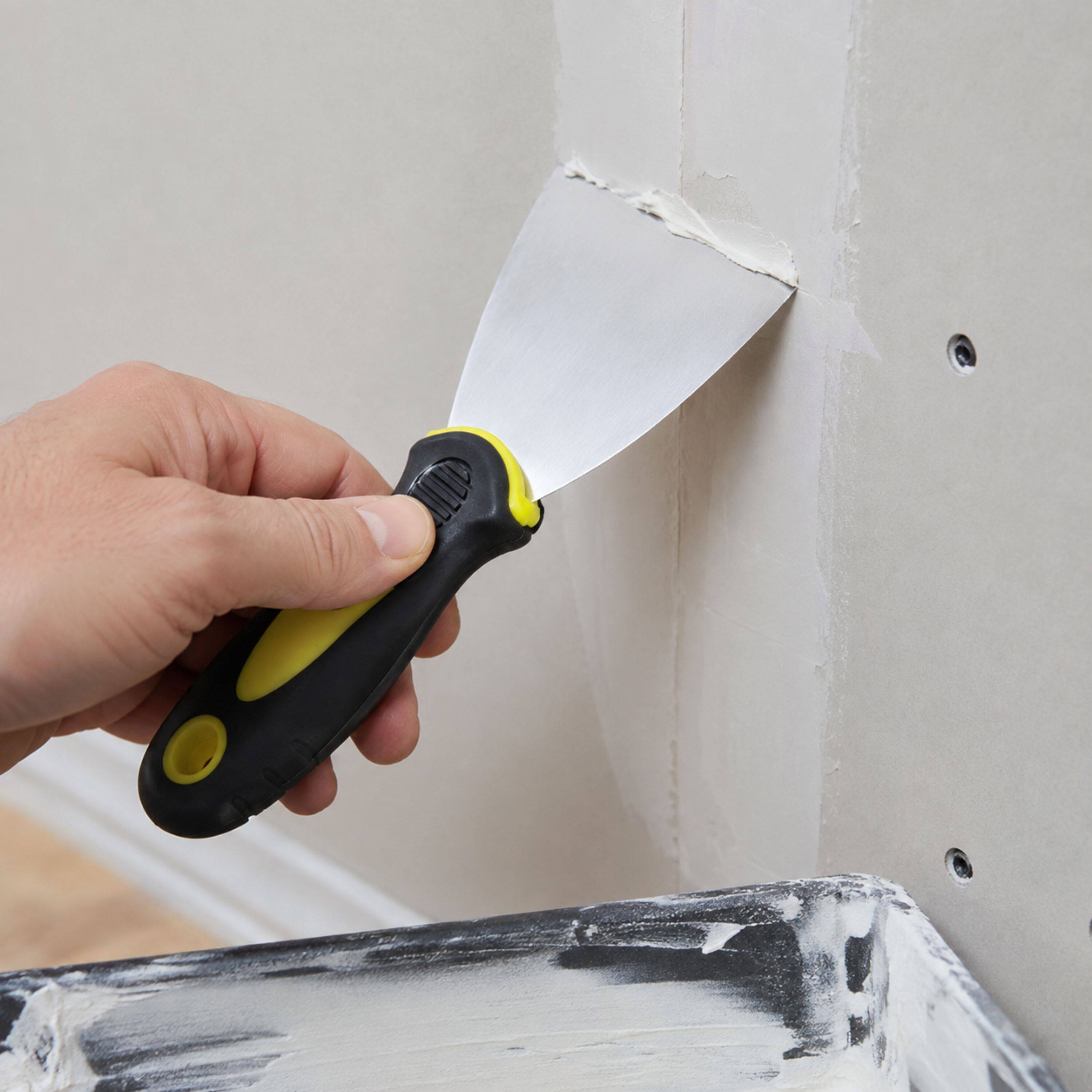 Angle. Kitcheniva - 3" Inch Steel Flexible Scraper Putty Joint Drywall Knife With Rubber Handle.