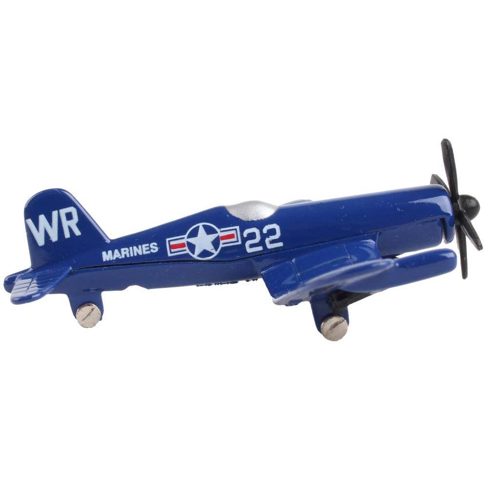 Angle. Runway24 - Vought F4U Corsair Blue USMC with Runway Section Diecast Model Airplane by Runway24 - Blue.