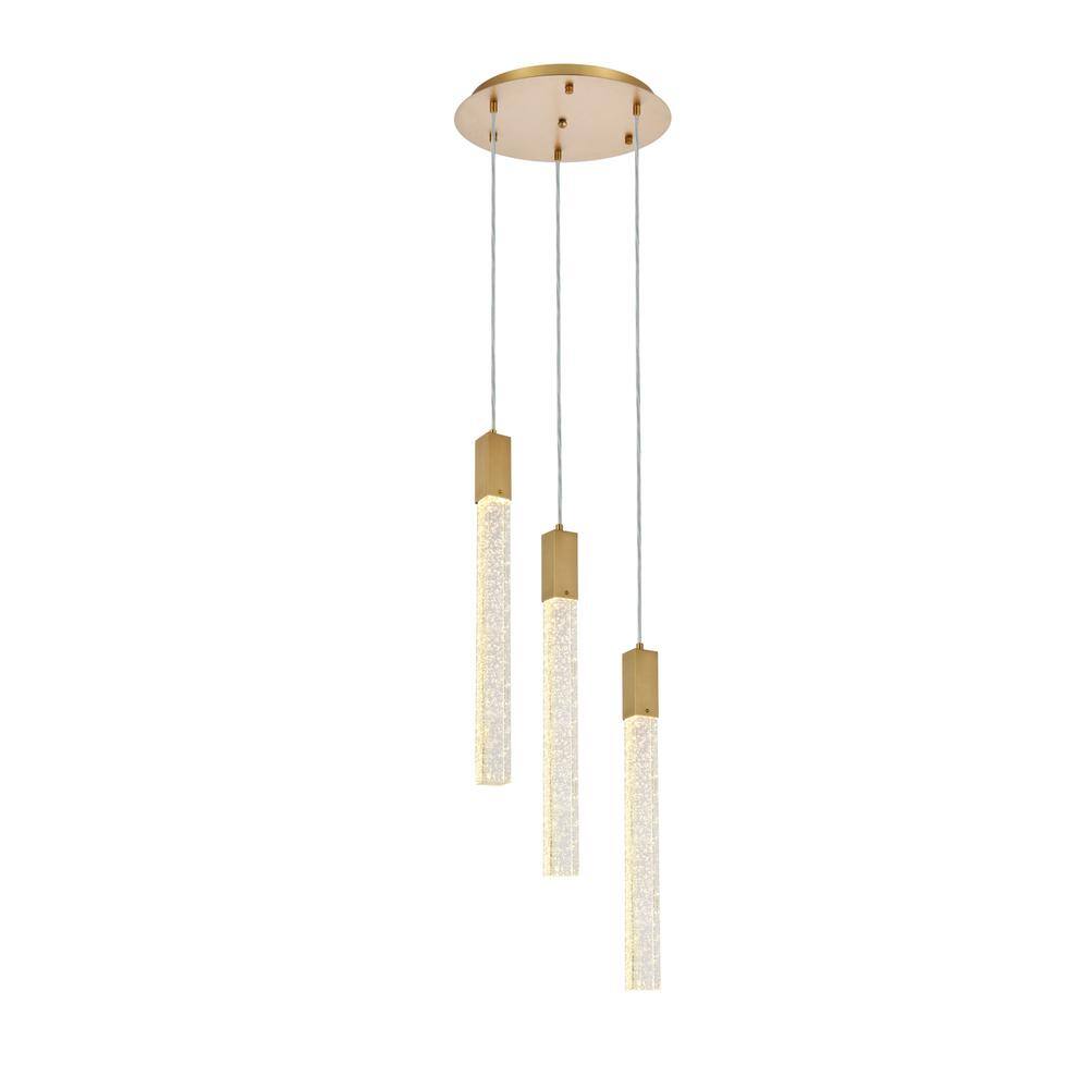 Left. Elegant Lighting - Weston 3 lights pendant in satin gold - Satin Gold.