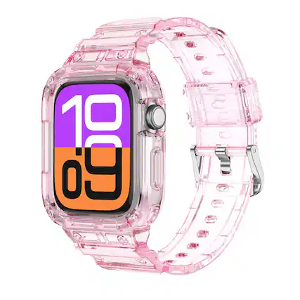 Front. Stock Preferred - TPU Sport Band for Apple Watch Series 10 (46mm) - Clear Pink - Clear Pink.