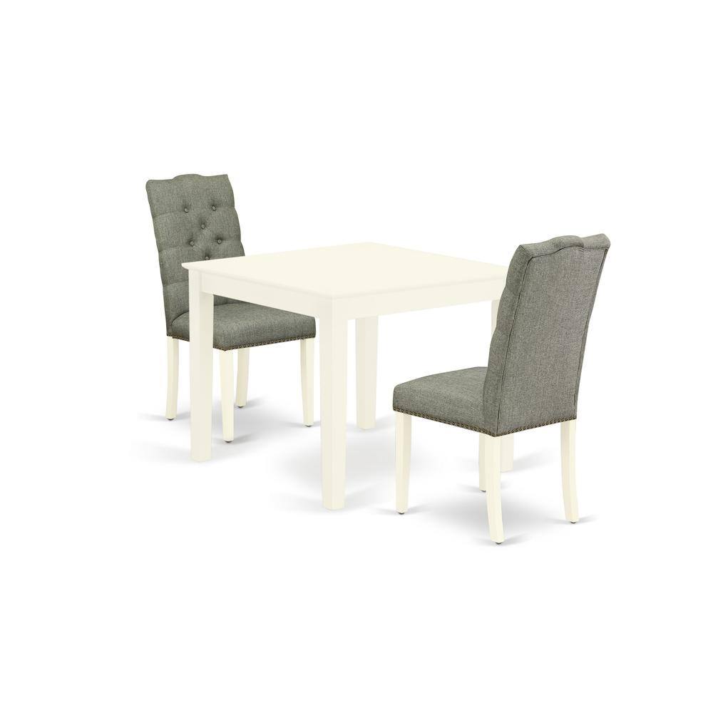 Back. East West Furniture - Dining Room Set Linen White - Brown.