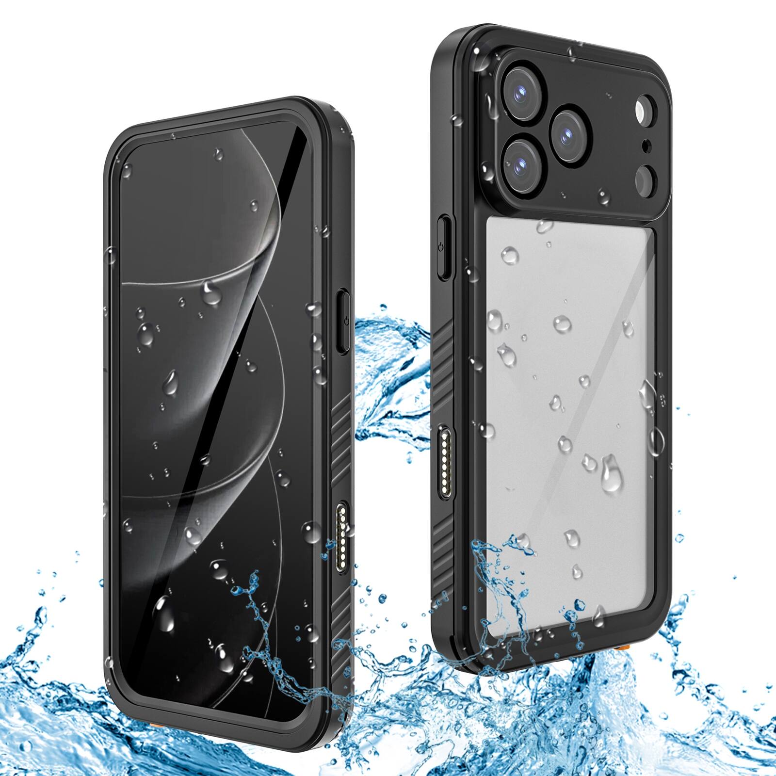 Front. UUCOVER - Waterproof Case for Apple iPhone 17 Pro Max ,Shockproof Full Body Protective Case with Screen Protector Clear Back Cover - Black.