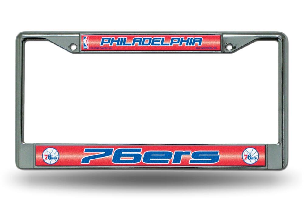 Philadelphia 76ers Sparkly Chrome License Plate Frame - Glitter Look