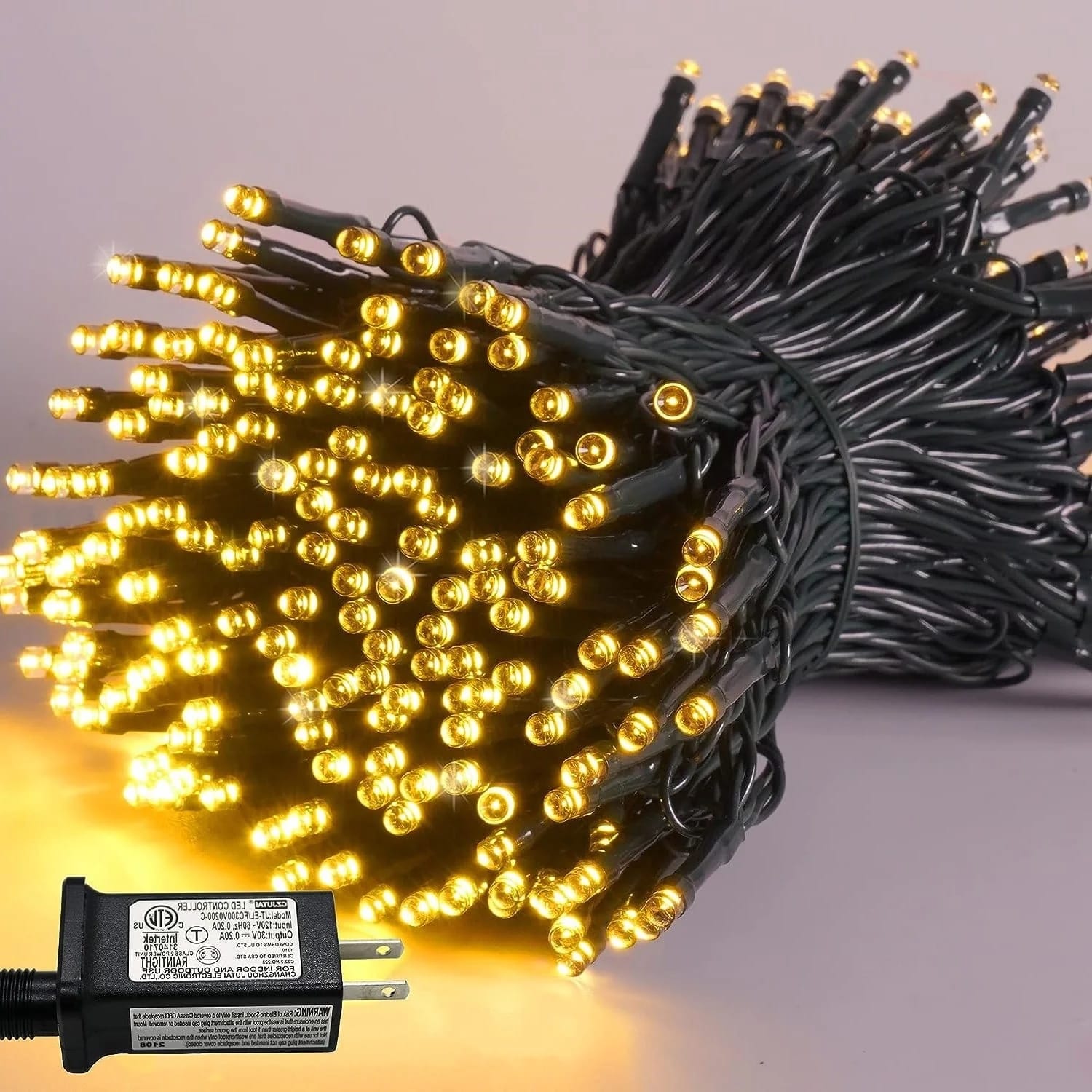 MOVSSOU - 82Ft 200pcs Christmas String Lights LED Twinkle Cluster Lights with 8 Modes Function for Christmas - Warm White