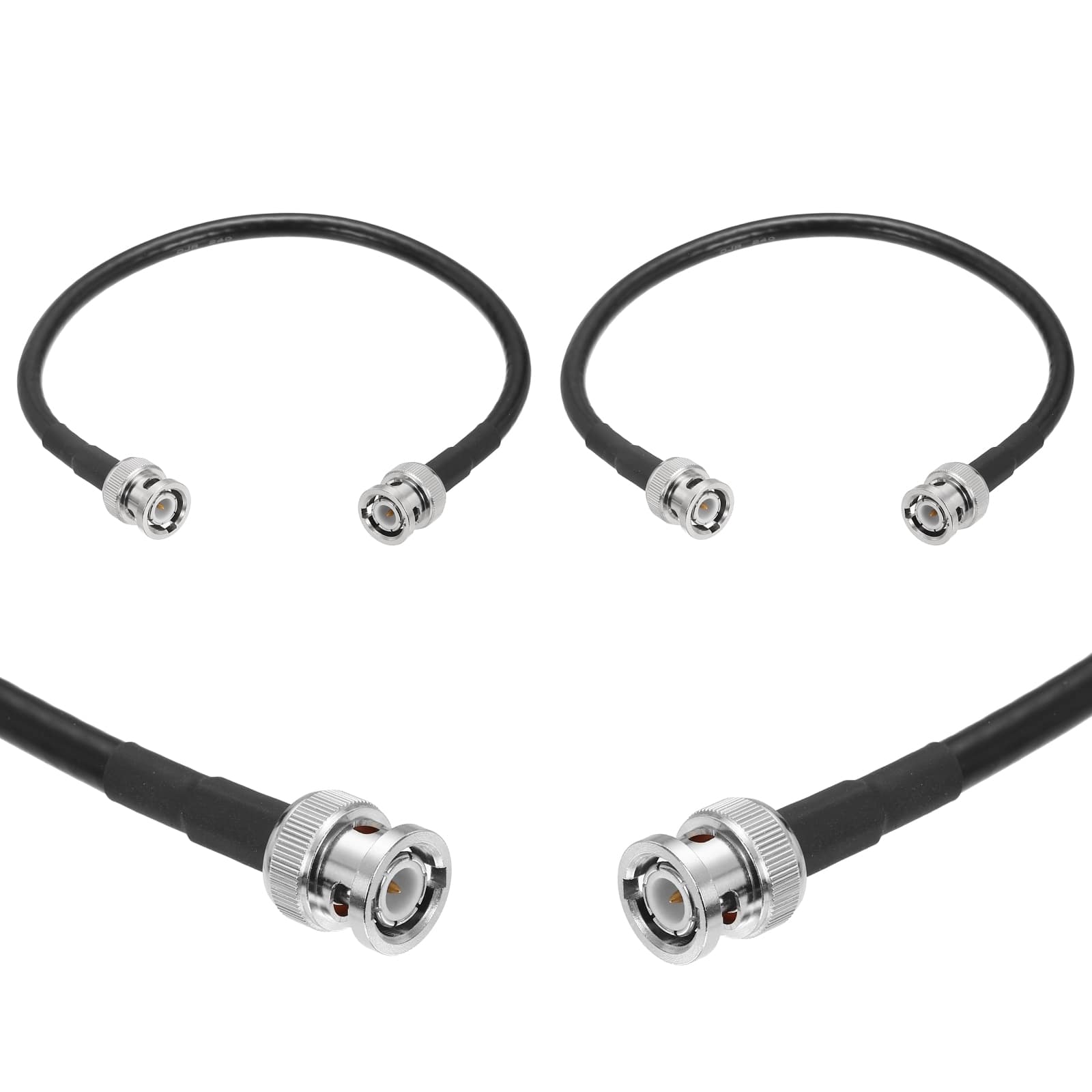Unique Bargains - 2pcs KMR/LMR240 BNC Coaxial Cable, 50 Ohm, 1Ft, BNC M/M, Low-Loss Extension for RF Radio, Modem, Signal Generator - Black