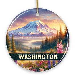 OrnamentallyYou - Artistic Mount Rainier Washington Christmas Ornament, National Park Gift Pacific Northwest Souvenir - Multi-colored