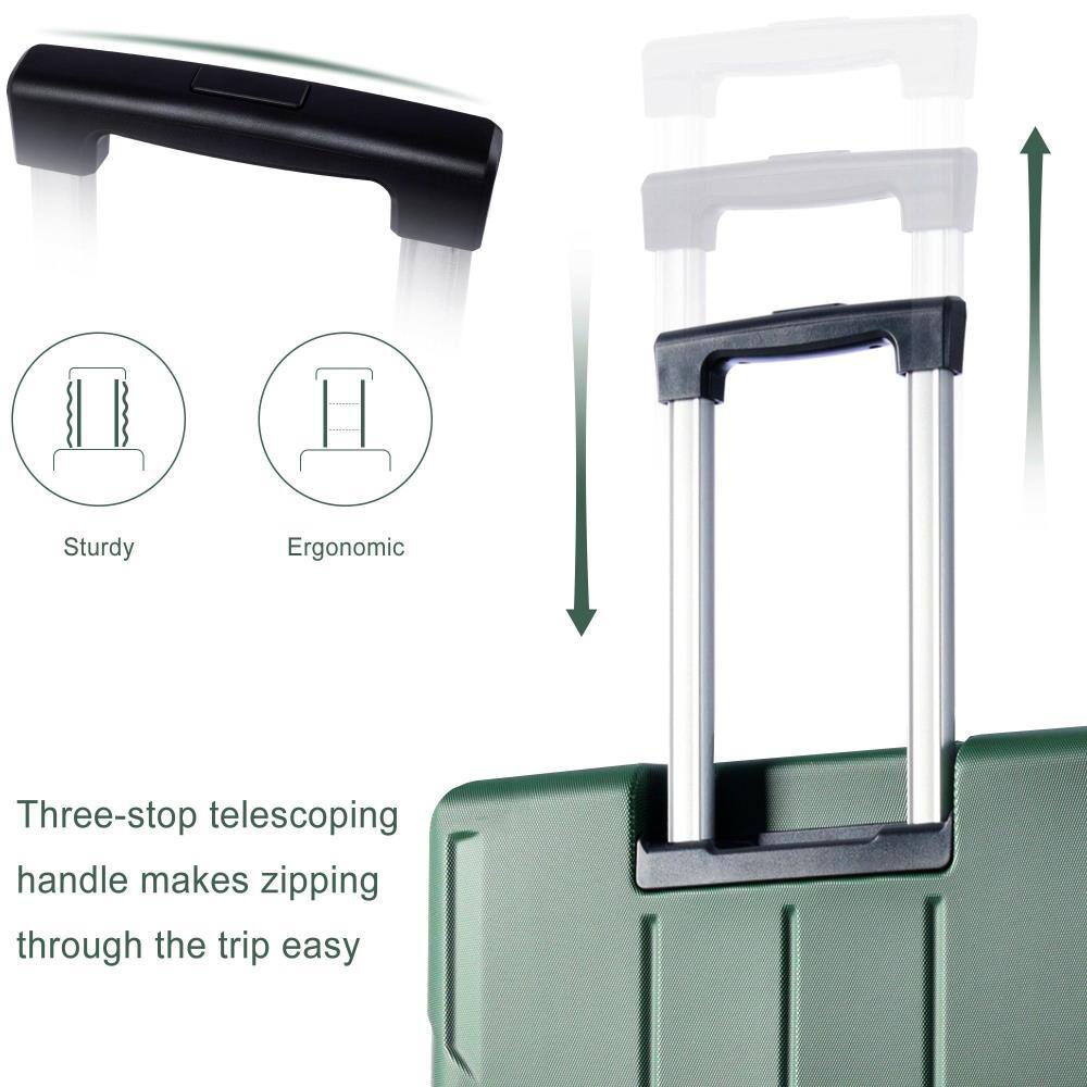 Sturdy Ergonomic Three-stop telescoping handle makes zipping through the trip easy