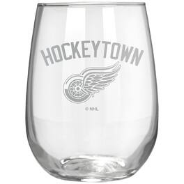 Great American Products - Detroit Red Wings Etched 17oz. Rally Cry Stemless Wine Glass - Multicolor