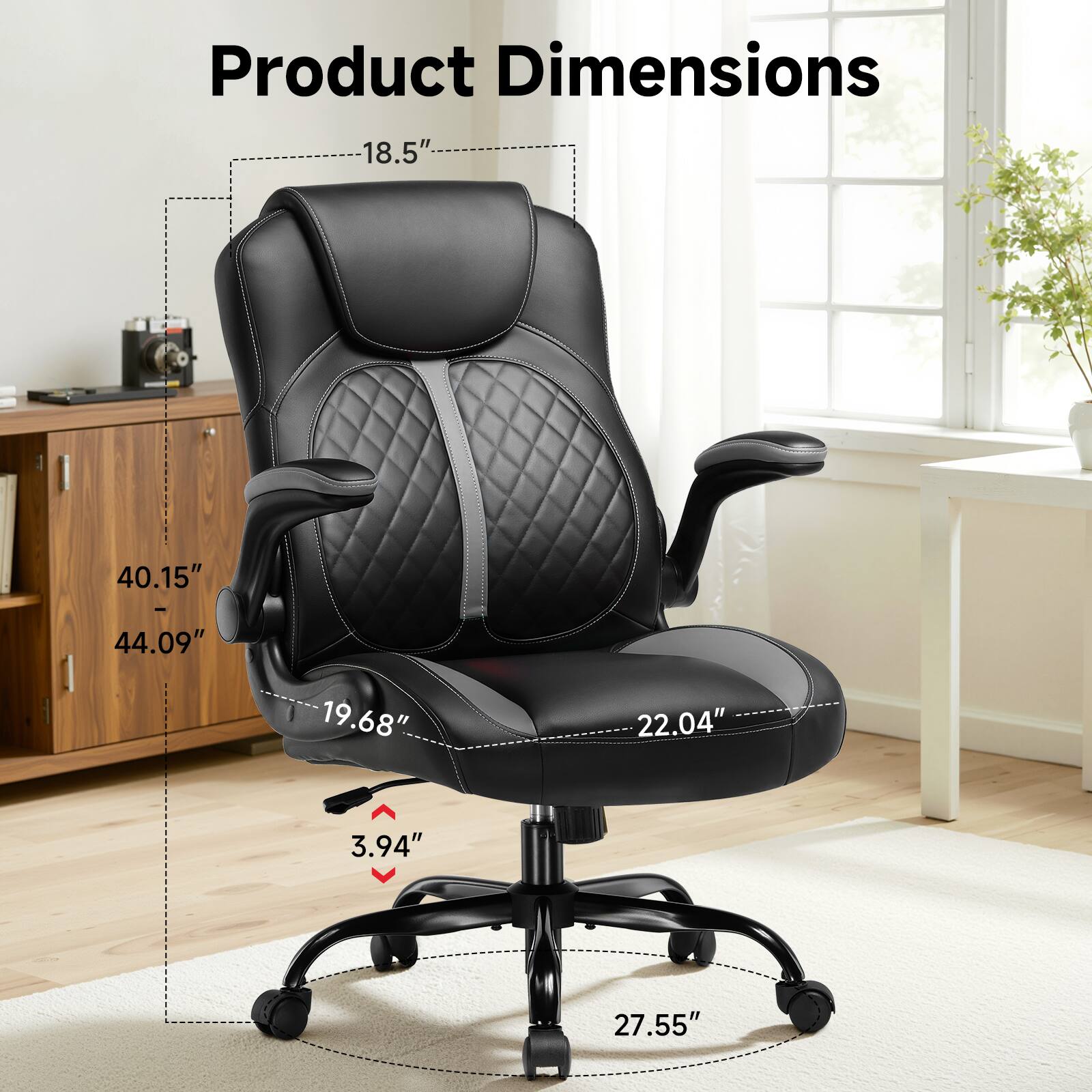 Product Dimensions 18.5" 40.15" - 44.09" 19.68" 22.04" 3.94" 27.55"