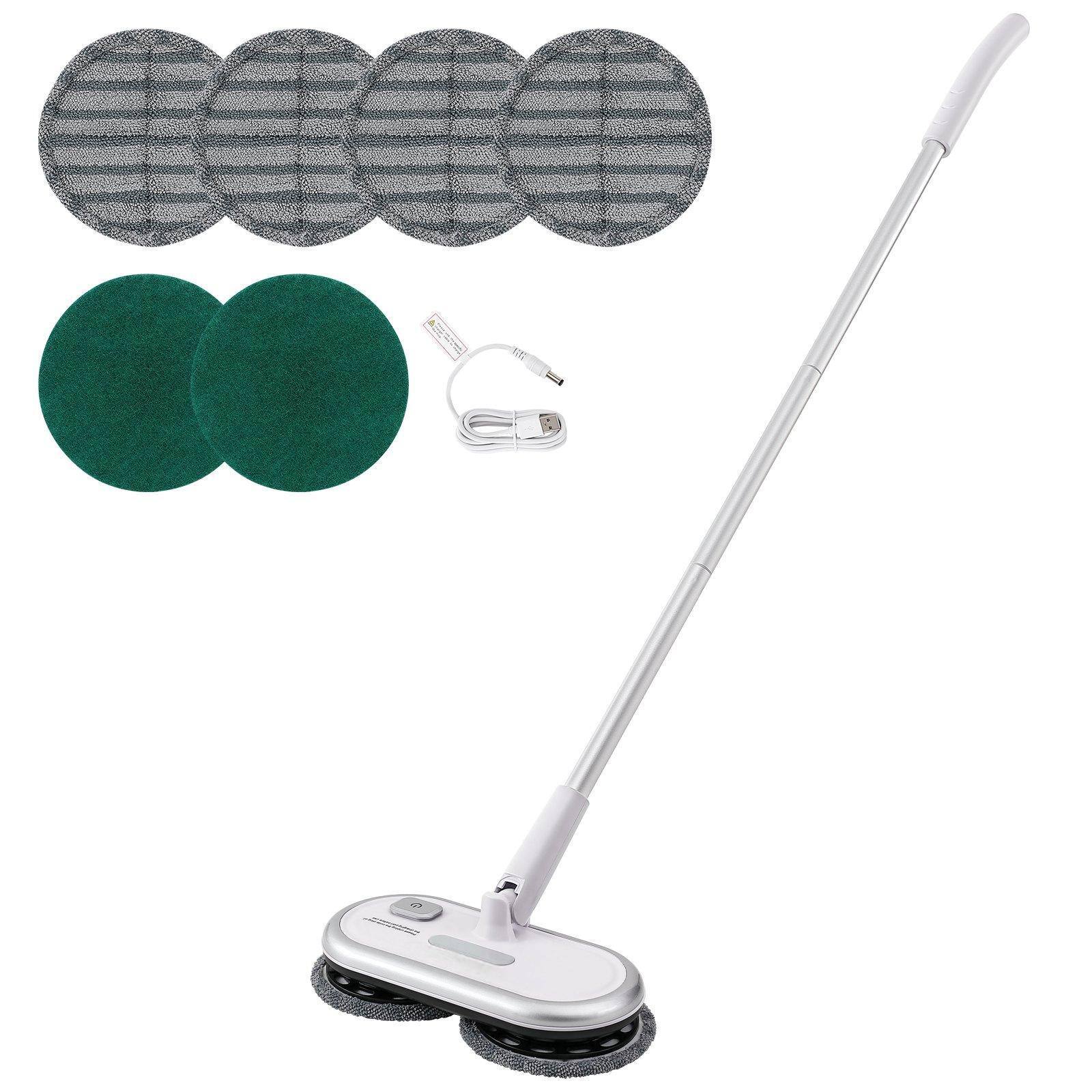 Front. Glintex - Cordless Electric Mop Floor Cleaner, 70Min Battery, Dual Spin Heads, 6 Pads for Tile and Bathroom Floors.