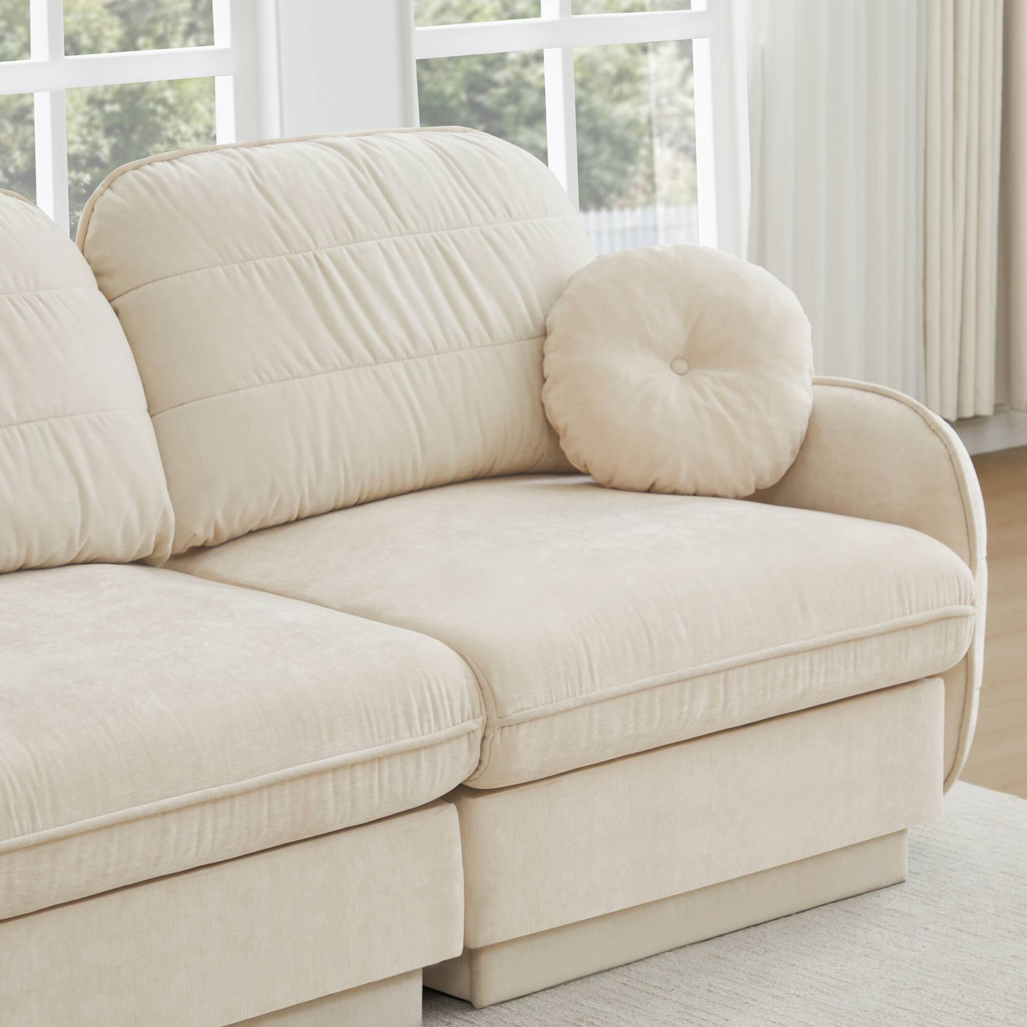 Alt View 5. LOVMOR - 105 inch Chenille Couch U Shaped Deep Seat Storage Ottoman Anti Slip For Living Room Apartment Lounge Plush TV - Cream Beige.