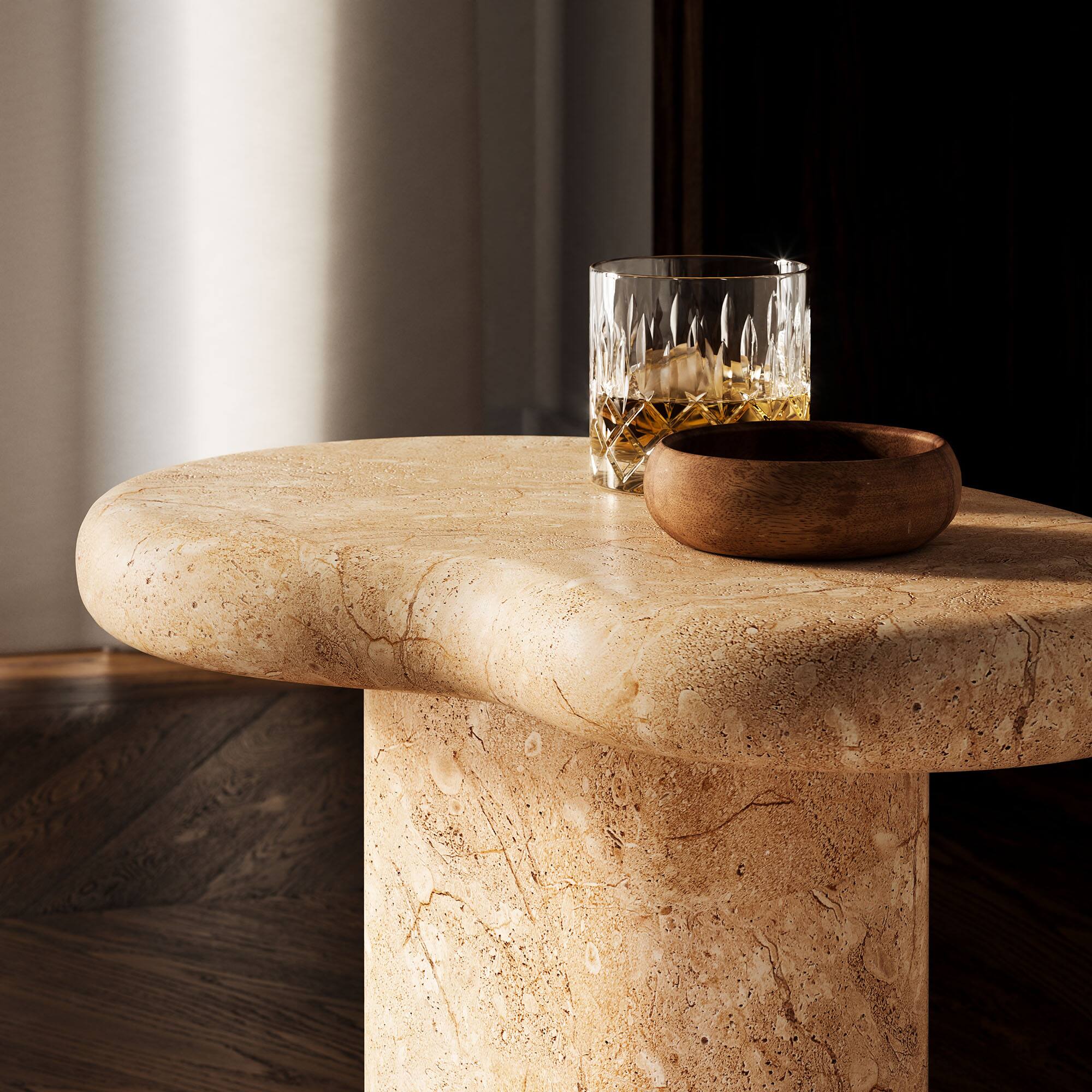 Alt View 4. Modway - Elowen Indoor - Outdoor Patio Textured Faux Travertine Side Table by Modway - Travertine.