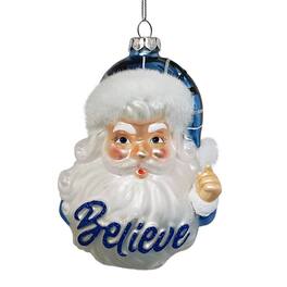 OrnamentallyYou - Vintage Blue Santa Believe Glass Christmas Ornament - Multi-colored