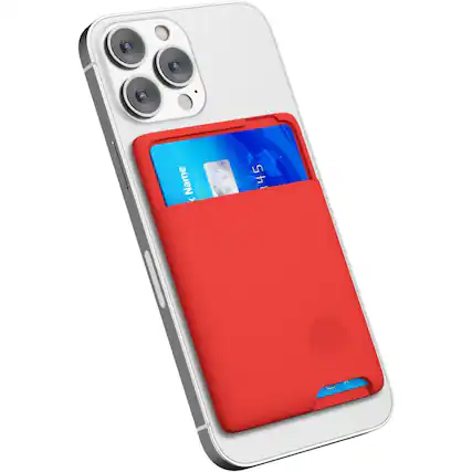 Front. Entronix - Entronix Silicone Card Holder for iPhone, Galaxy, and All Smartphones - Sticky Wallet Back Pocket - Red.