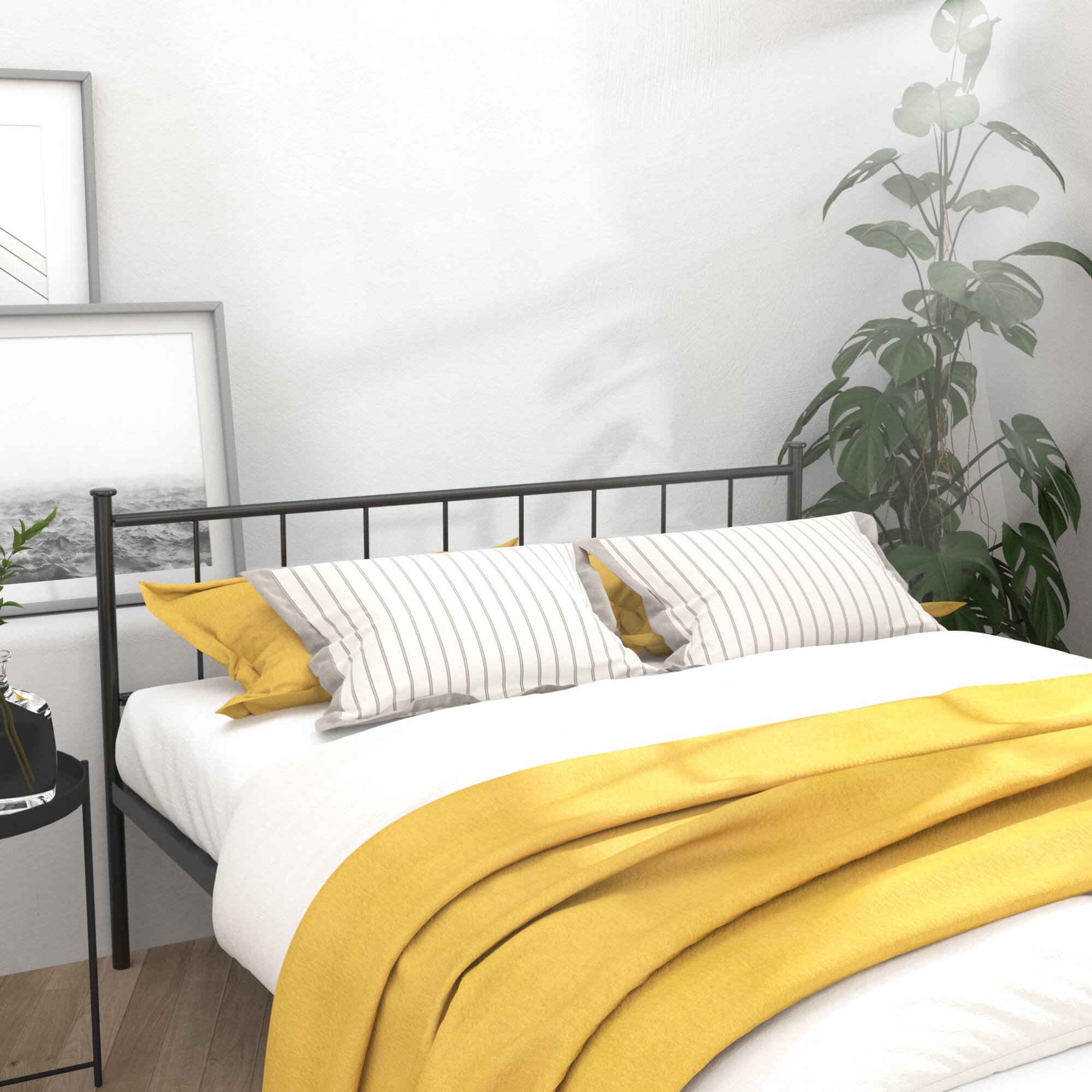 Alt View 1. GOODSILO - Queen Size Metal Bed Frame with Headboard and Footboard, Under Bed Storage, No Box Spring Required - Black.