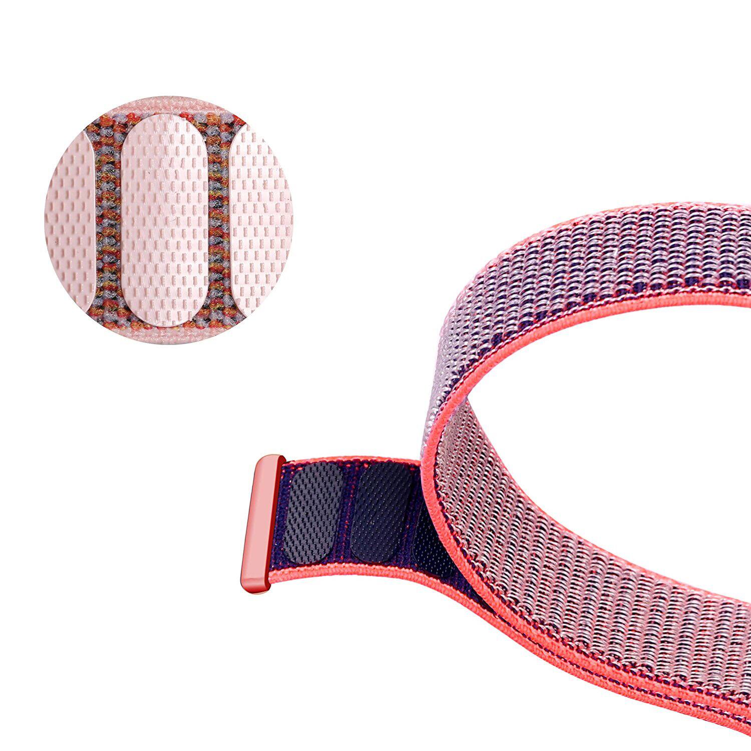 Left. StrapsCo - Everyday Nylon Sport Strap Watch Band For Fitbit Versa & Versa 2 - Neon Pink & Grey.