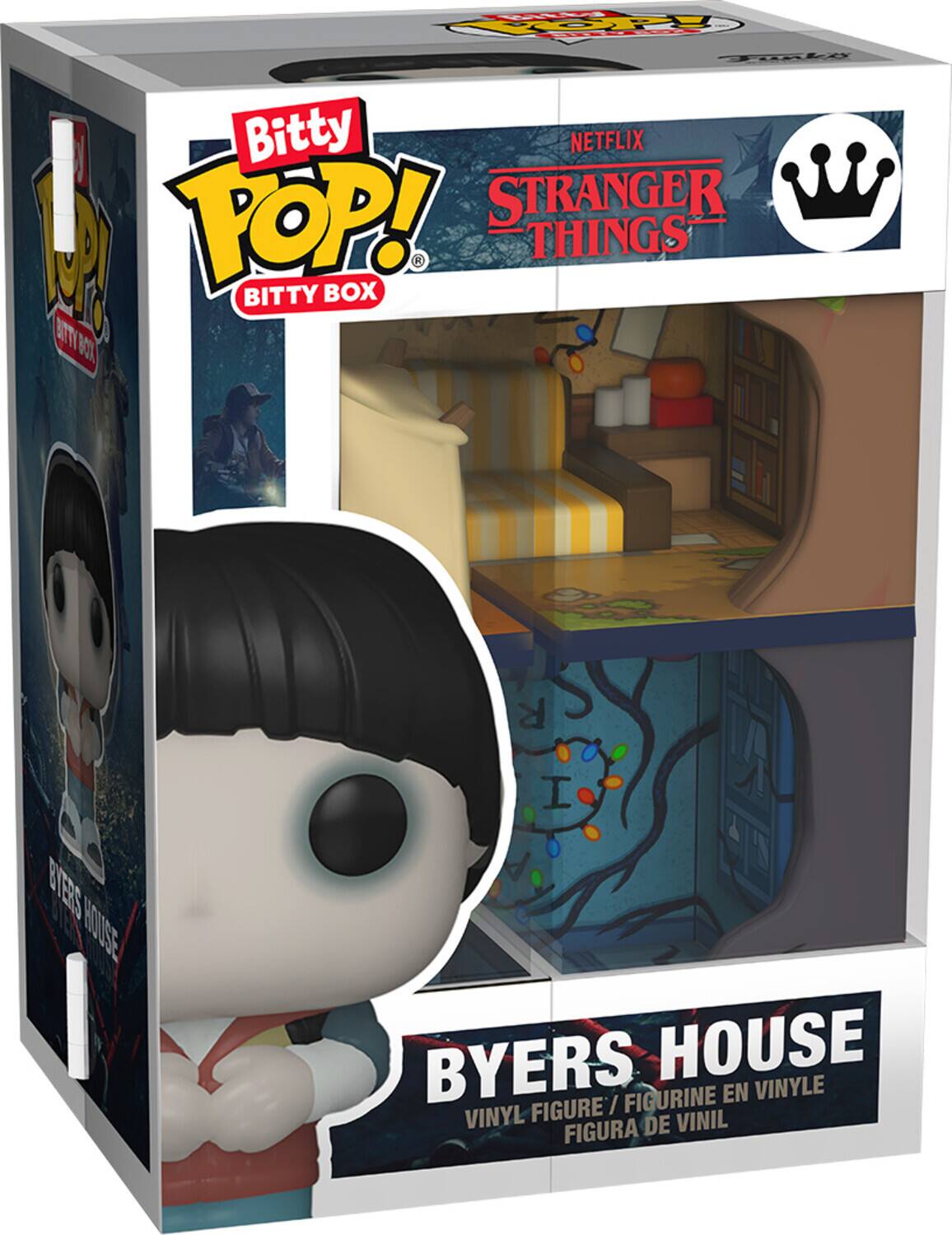 The corrected text is:

"NETFLIX STRANGER THINGS BITTY BOX BYERS HOUSE VINYL FIGURE / FIGURINE EN VINYLE FIGURA DE VINIL"