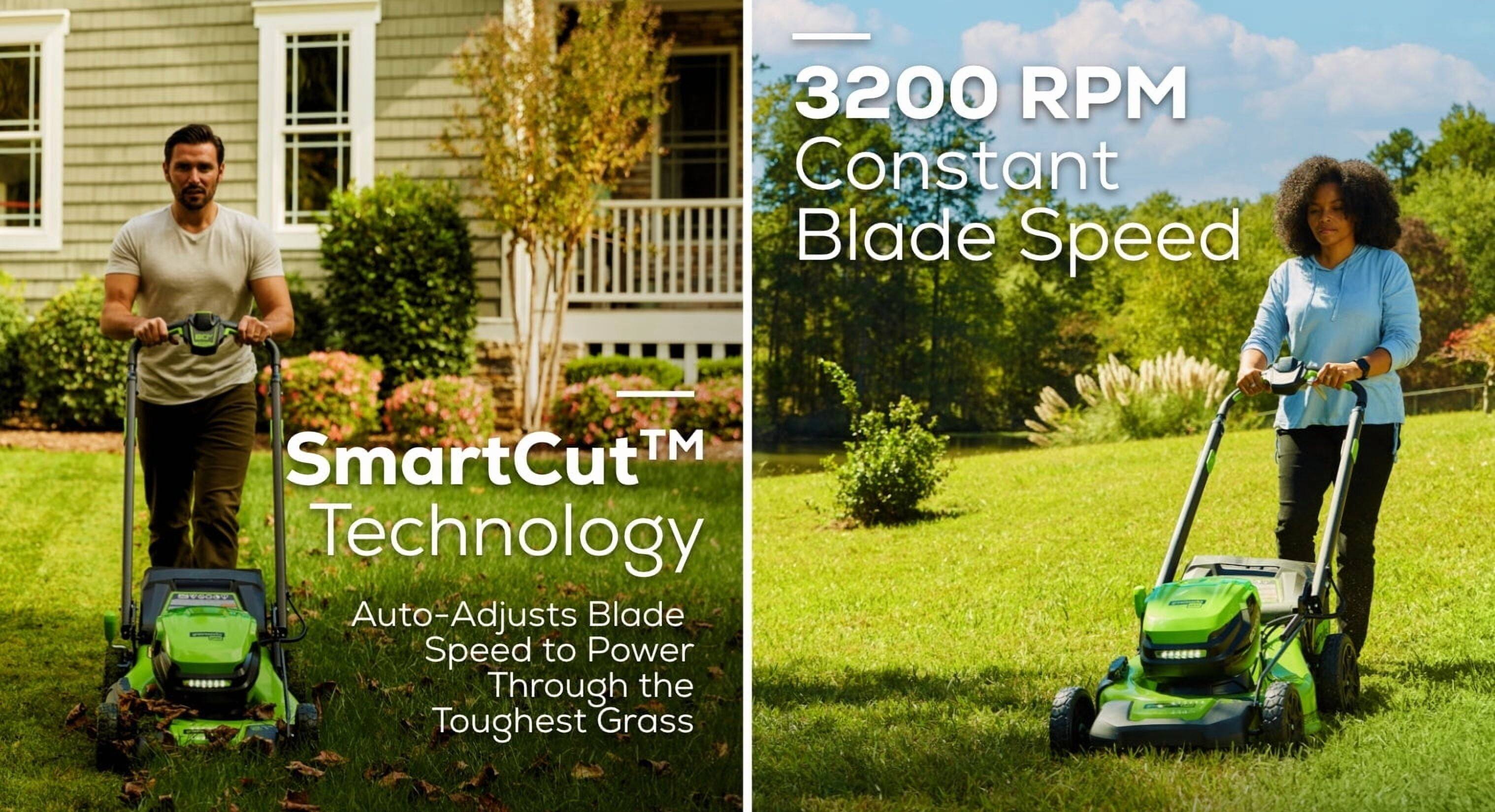 - 3200 RPM Constant Blade Speed
- SmartCut™ Technology
- Auto-Adjusts Blade Speed to Power Through the Toughest Grass