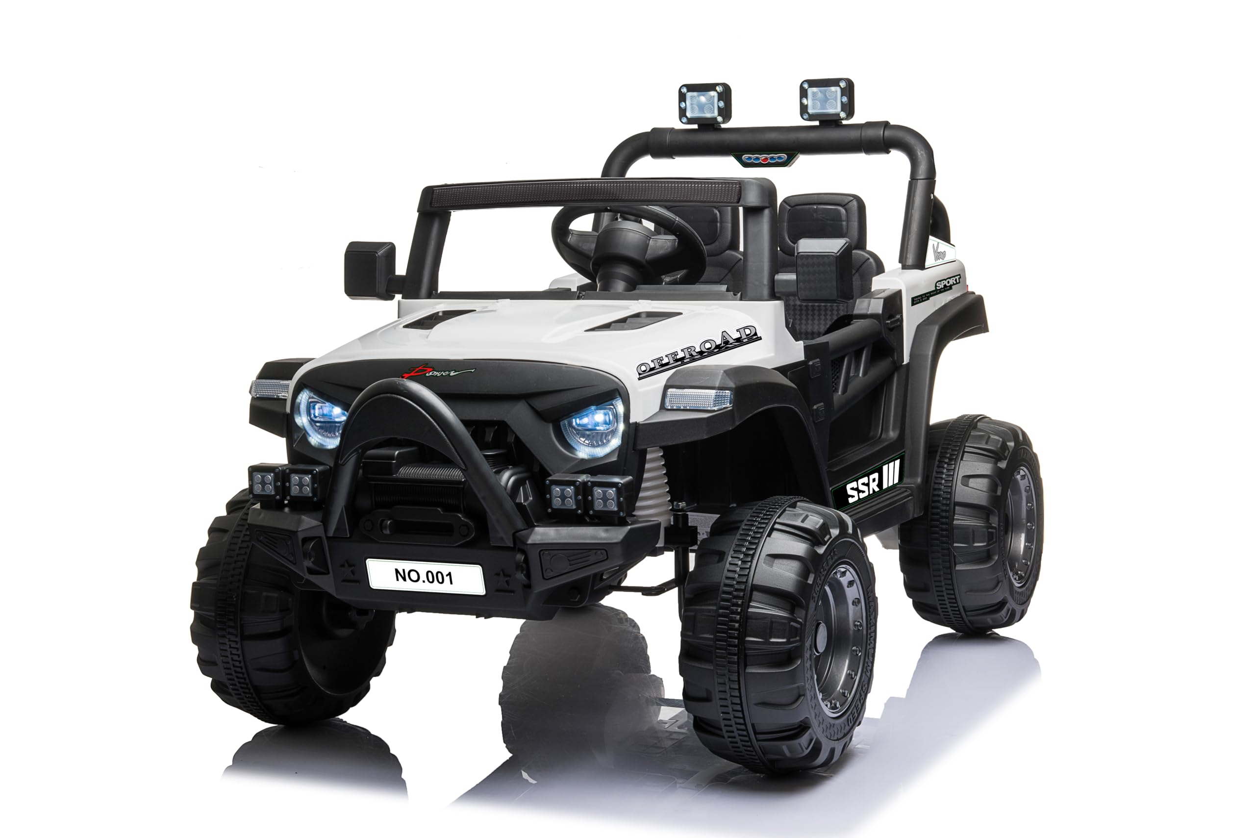 GARVEE - 12V Battery-Powered Kids Ride-On Truck with Parent Remote Control - White