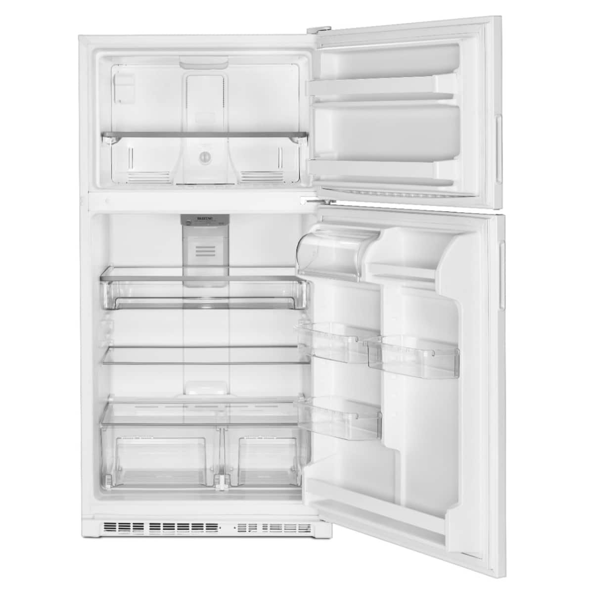 Angle. Maytag - 20.5 Cu. Ft. Top Freezer Refrigerator with PowerCold Feature - White Ice.