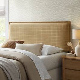 Camille Checkered Linen Blend Headboard by Modway - Hemp Windowpane Check
