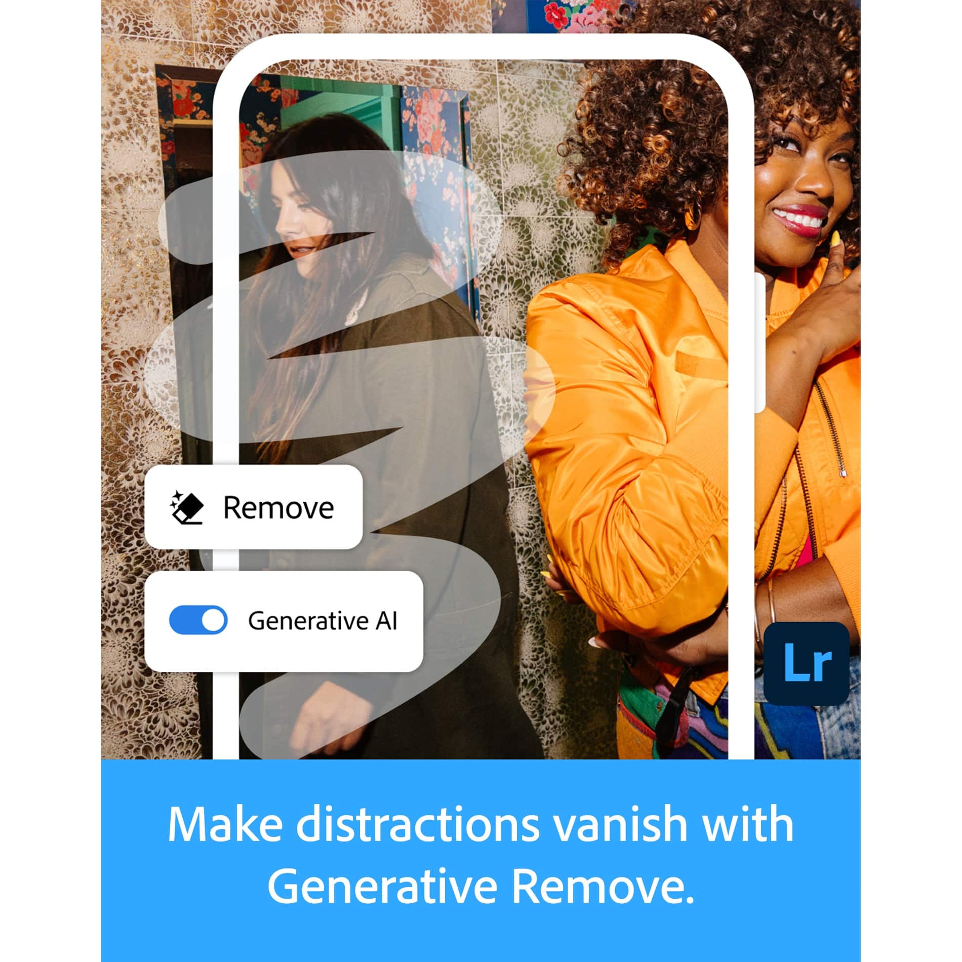 Remove Generative AI Lr Make distractions vanish with Generative Remove.