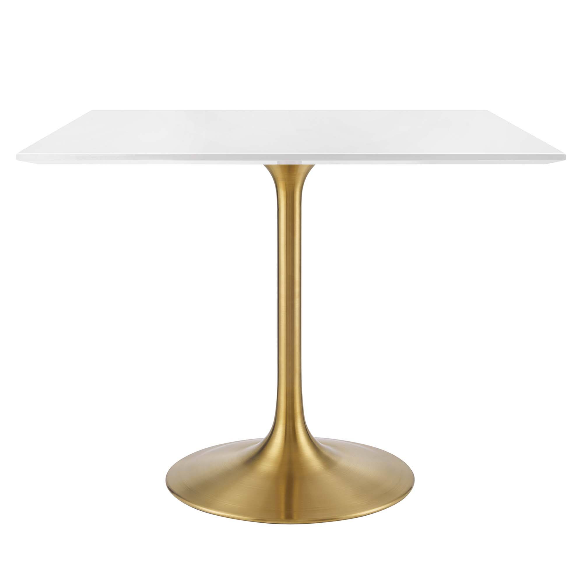Angle. Modway - Lippa Square Wood Dining Table - Gold White.