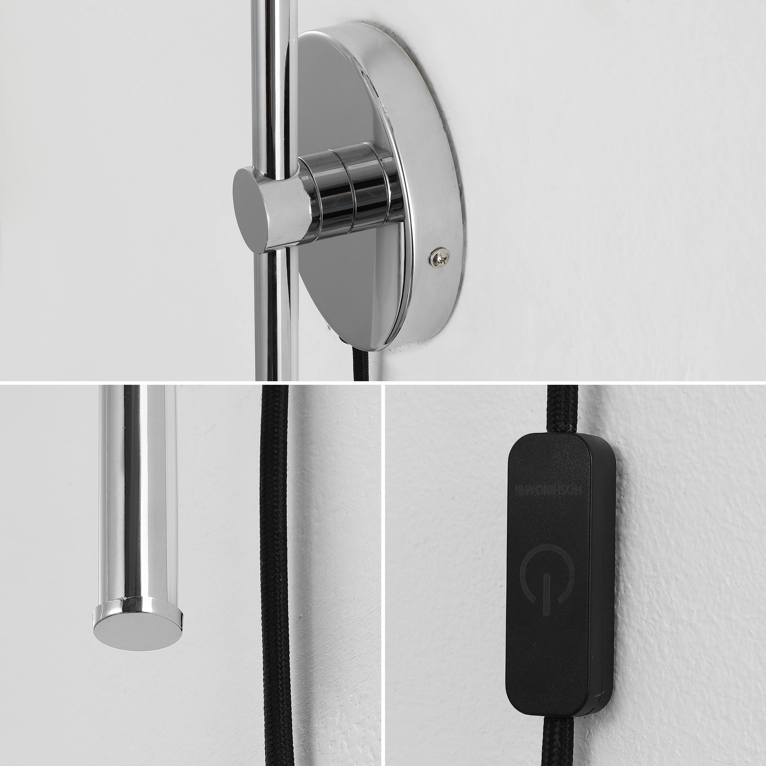 Alt View 5. Jonathan Y - Anton 27.25" 1-Light Modern Minimalist Iron Adjustable Bar Integrated LED Plug-In Sconce, Chrome - Chrome.
