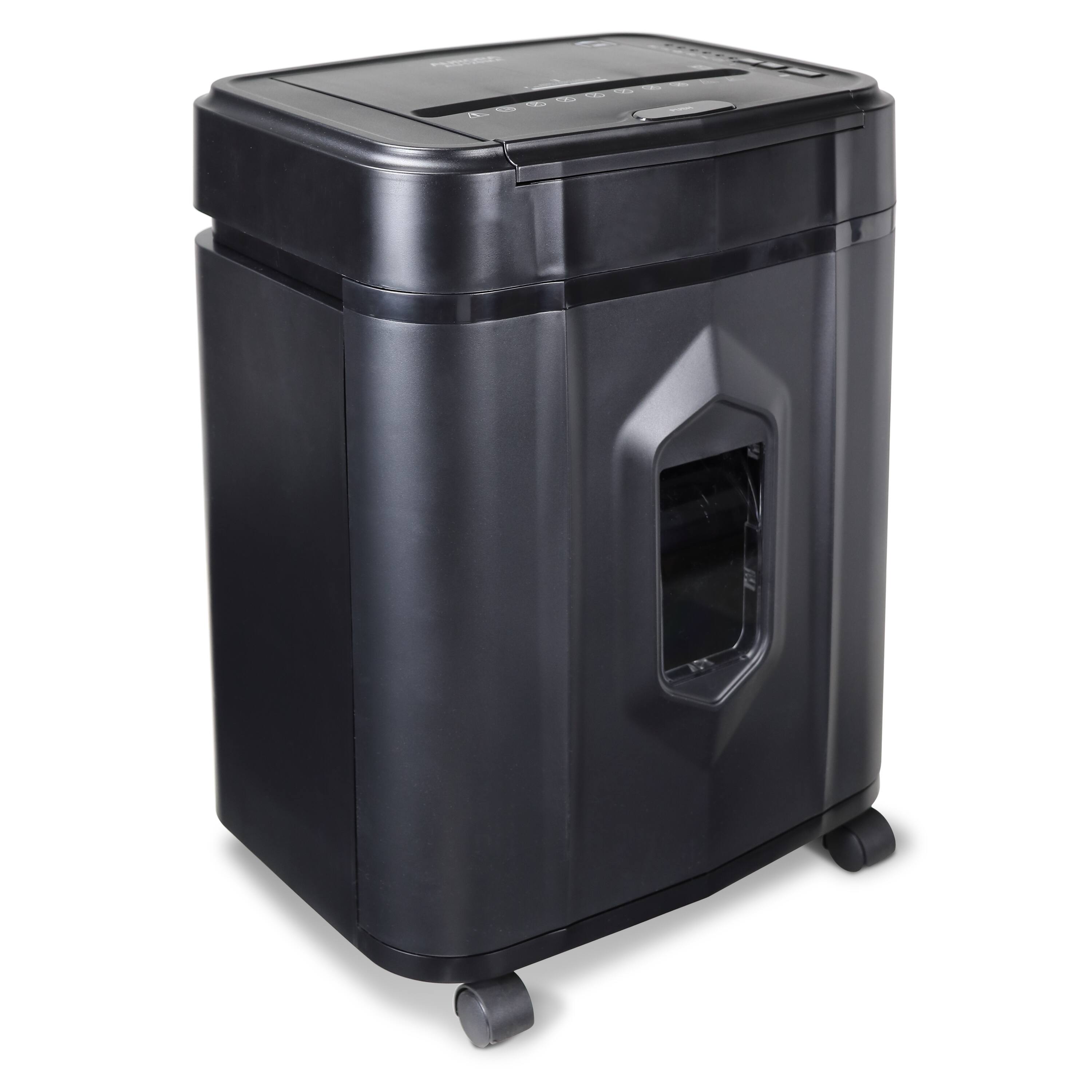 Left. Aurora - Aurora AU120MA 120-Sheet Auto Feed High Security Micro-Cut Paper Shredder / 30 Minutes (Black - Black.