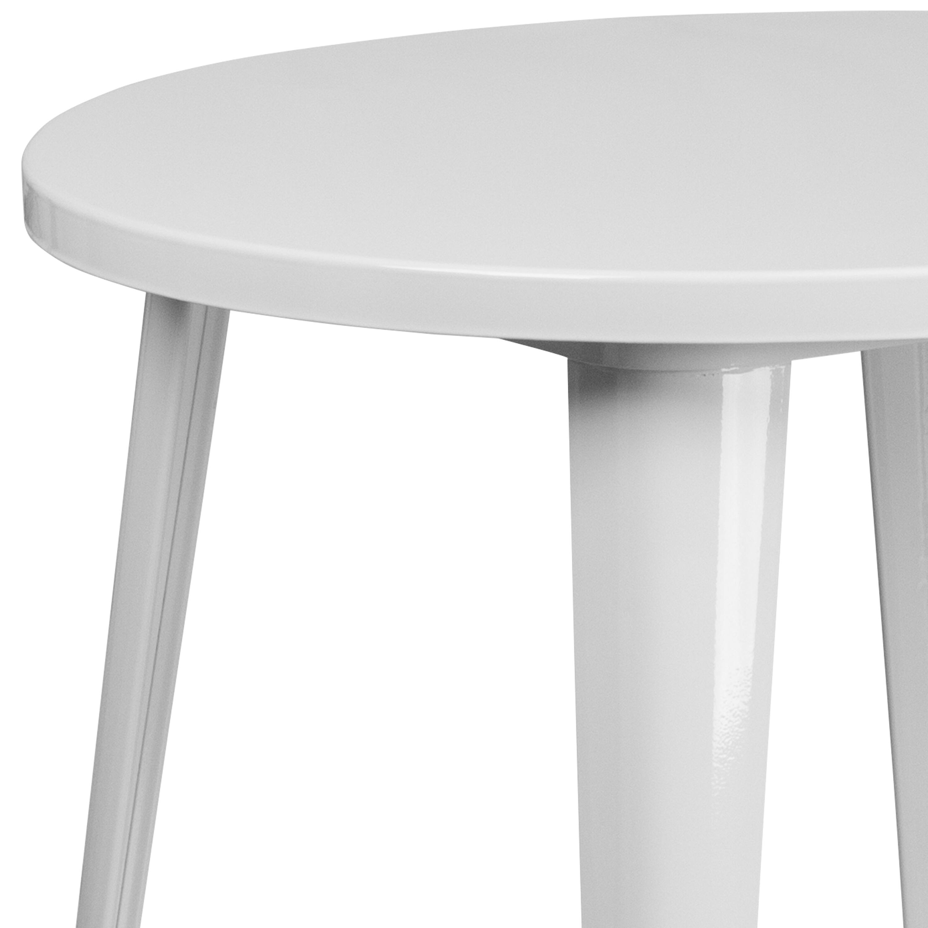 Alt View 5. Emma + Oliver - Commercial Grade 30" Round Colorful Metal Indoor-Outdoor Dining Table - White.