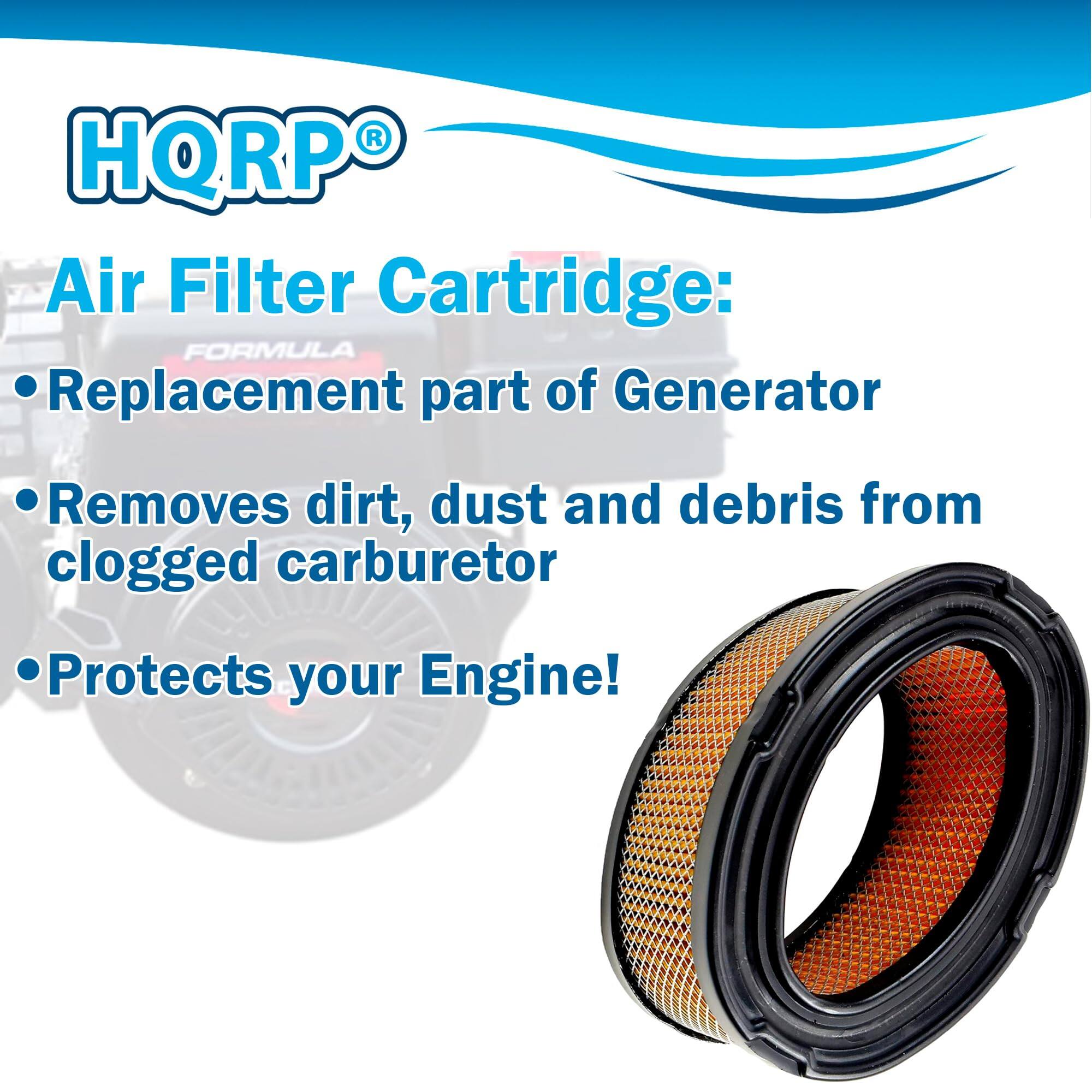 HQRP Air Filter Cartridge:  
- Replacement part of Generator  
- Removes dirt, dust and debris from clogged carburetor  
- Protects your Engine!