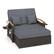 Front. Costway - Patio Rattan Daybed Set with Cushioned Loveseat & Storage Ottoman for Porch - Gray.