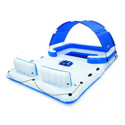 Front. Bestway - 6-Person Floating Island Pool Lake Raft Lounge - Blue.