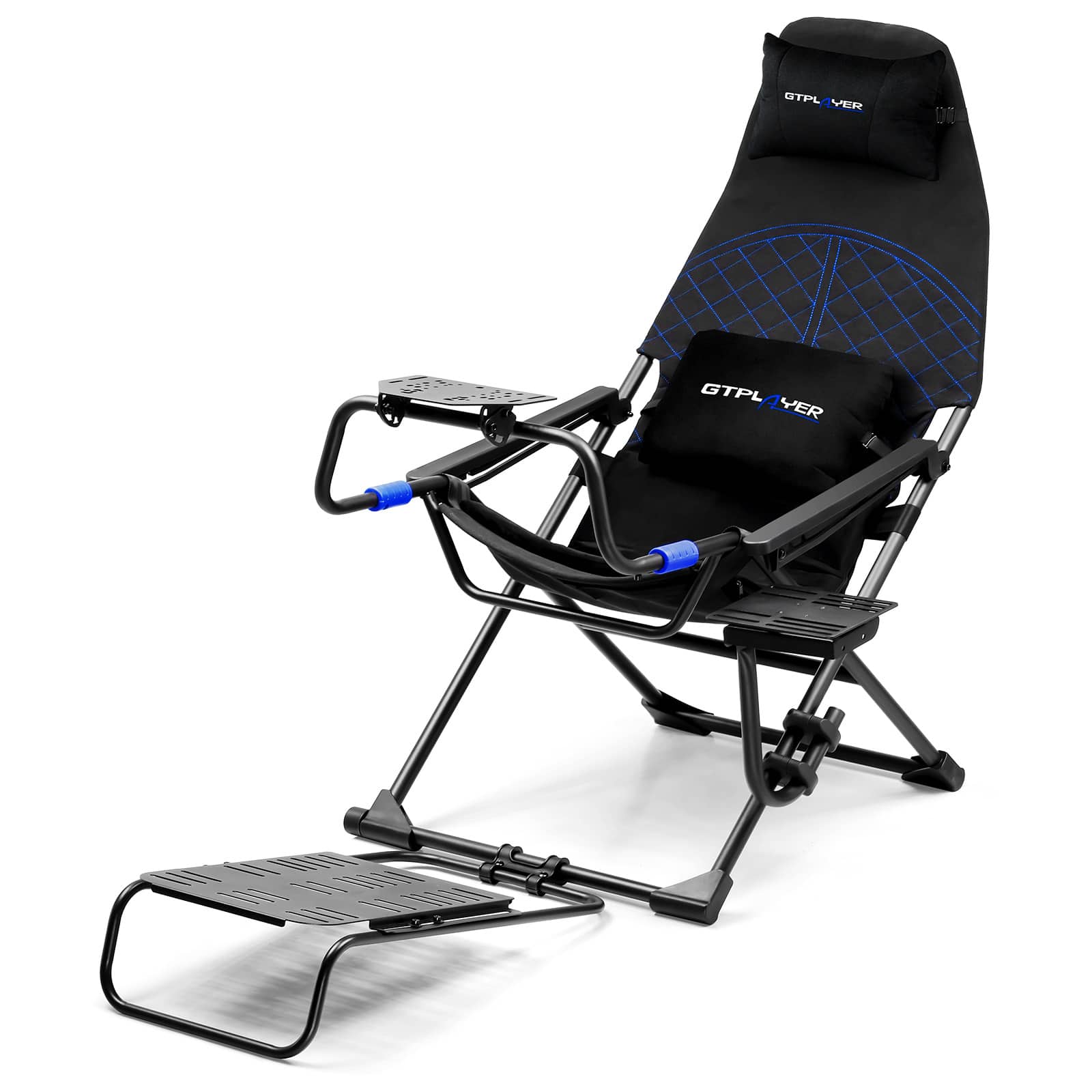 GTPlayer - Sim Racing Cockpit Foldable & Adjustable Supports All Steering Wheels & Pedals for PC and Console Actifit Edition, Black - Blue - Front_Zoom