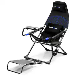 GTPlayer - Sim Racing Cockpit Foldable & Adjustable Supports All Steering Wheels & Pedals for PC and Console Actifit Edition, Black - Blue