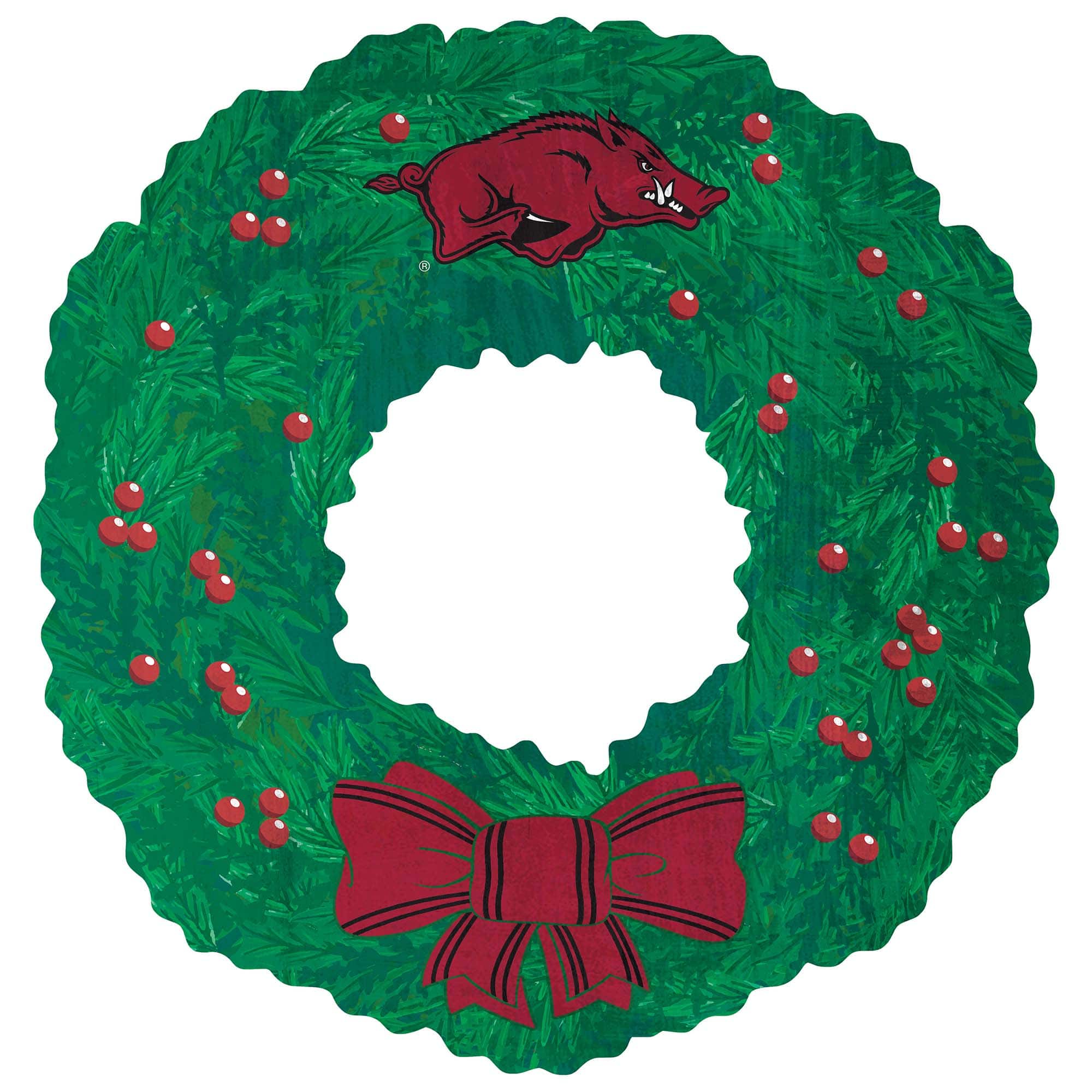 Front. Fan Creations - Arkansas Razorbacks 16'' Team Wreath Sign - Green.
