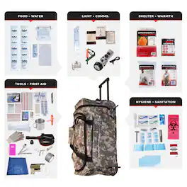 JupiterGear - WSK Elite 72-Hour Emergency Evacuation Survival Rolling Bag - Camouflage