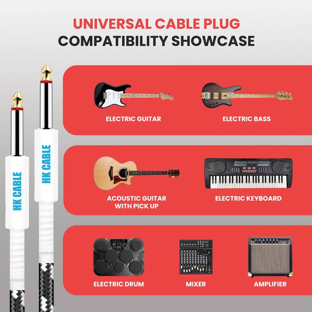 UNIVERSAL CABLE PLUG COMPATIBILITY SHOWCASE

- ELECTRIC GUITAR
- ELECTRIC BASS
- ACOUSTIC GUITAR WITH PICK UP
- ELECTRIC KEYBOARD
- ELECTRIC DRUM
- MIXER
- AMPLIFIER