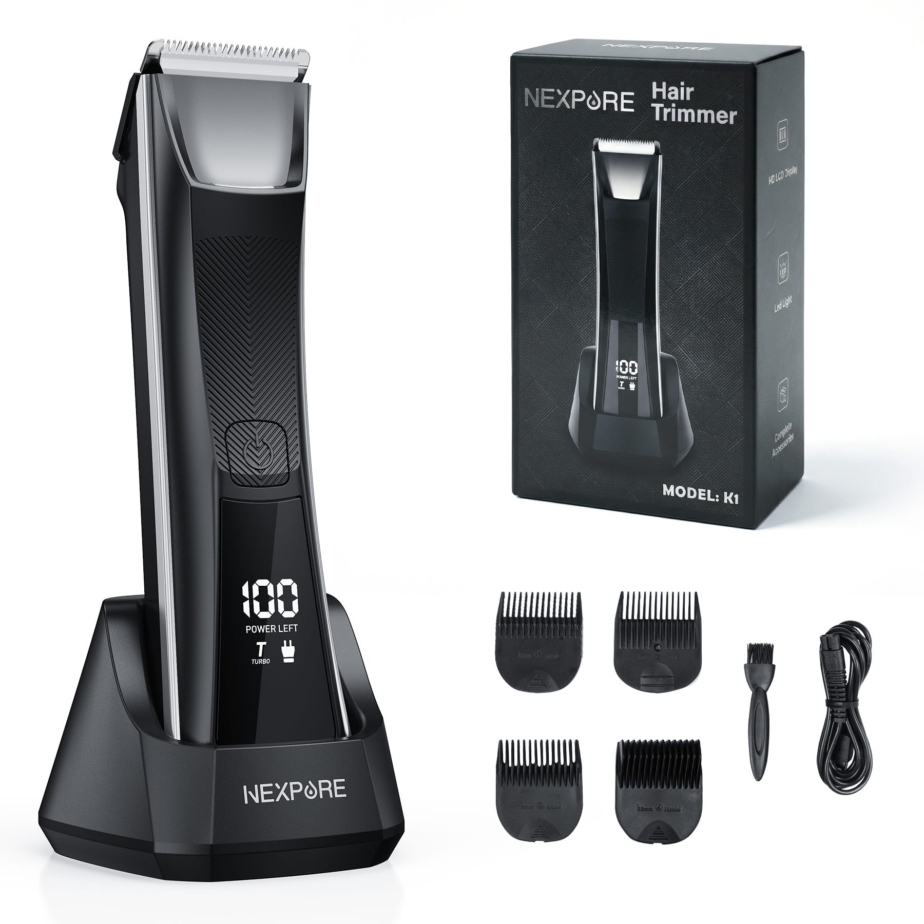 NEXPURE - Body Hair Trimmer for Men, Electric Bikini Trimmer & Groin Trimmer for Women and Men, Wet/Dry Shaver Groomer with LED