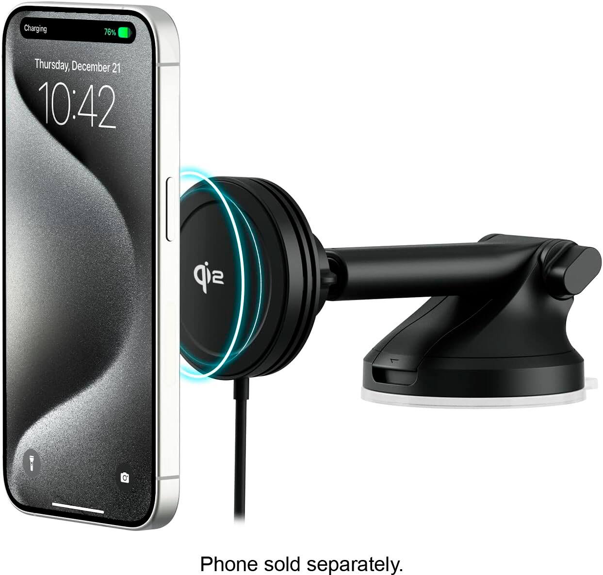 iOttie - Velox Qi2 Wireless Dashboard & Windshield Car Mount - Carbon Black