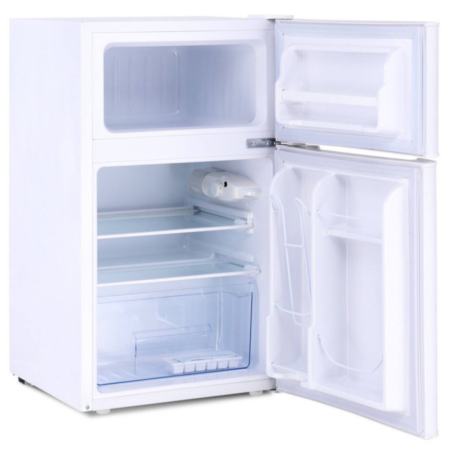Alt View 4. LUCKY ONE - 3.2 cu ft Freestanding Compact Refrigerator with Freezer - Glass Shelves LED Light - White.