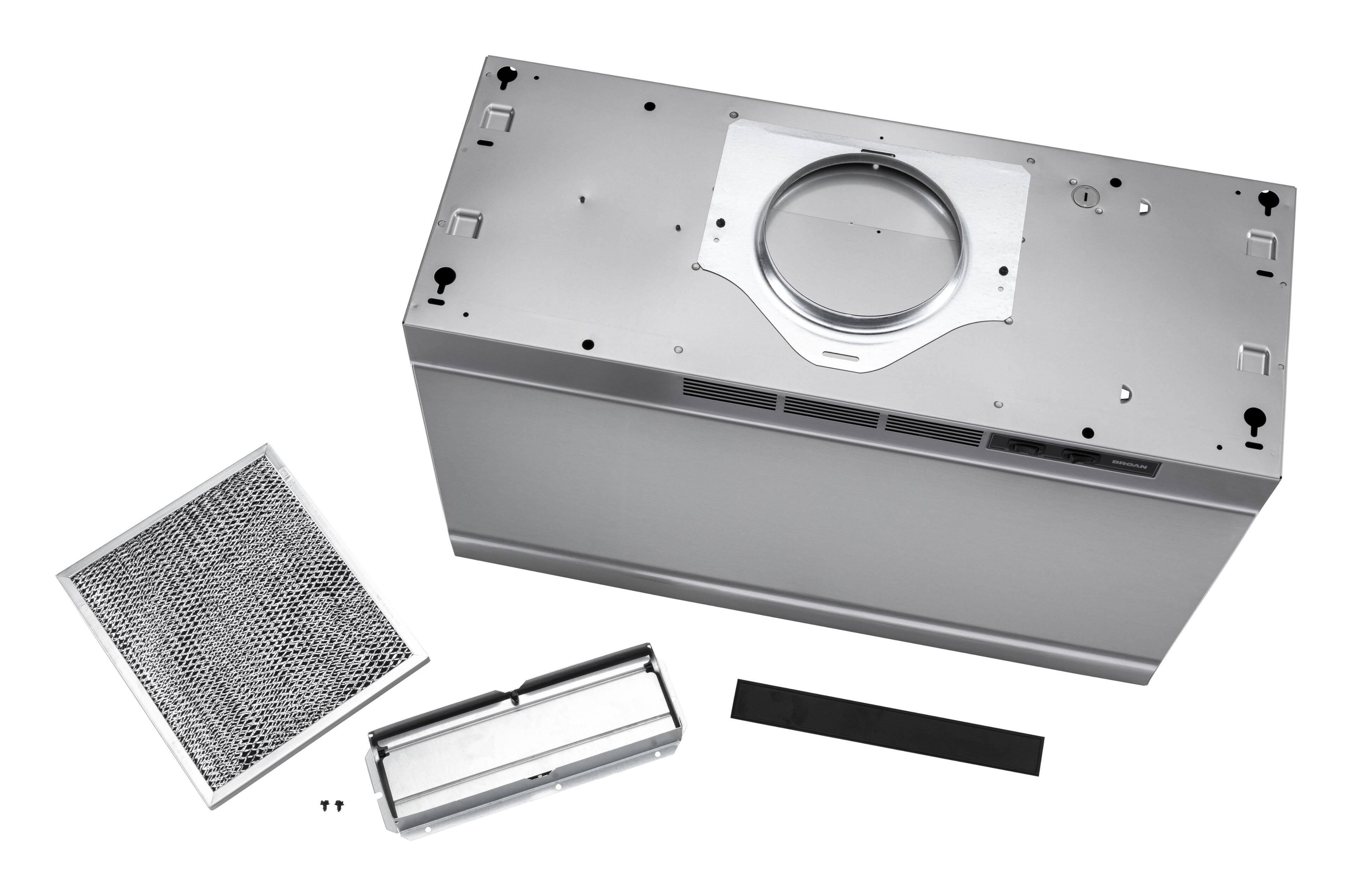 Alt View 2. Broan - Broan 24-Inch Convertible Under-Cabinet Range Hood, 230 Max Blower CFM, Stainless Finish - Stainless Steel.