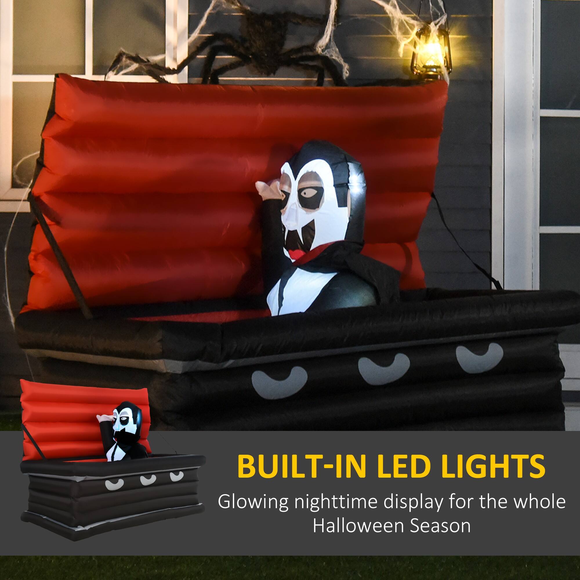 BUILT-IN LED LIGHTS  
Glowing nighttime display for the whole Halloween Season