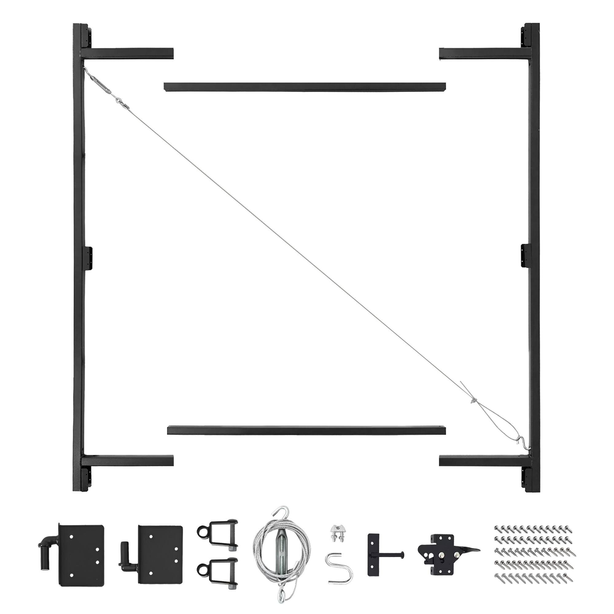 Front. Adjust-A-Gate - Adjust-A-Gate Steel Frame Gate Building Kit, 36"-60" Wide Opening Up To 7' High - Black.