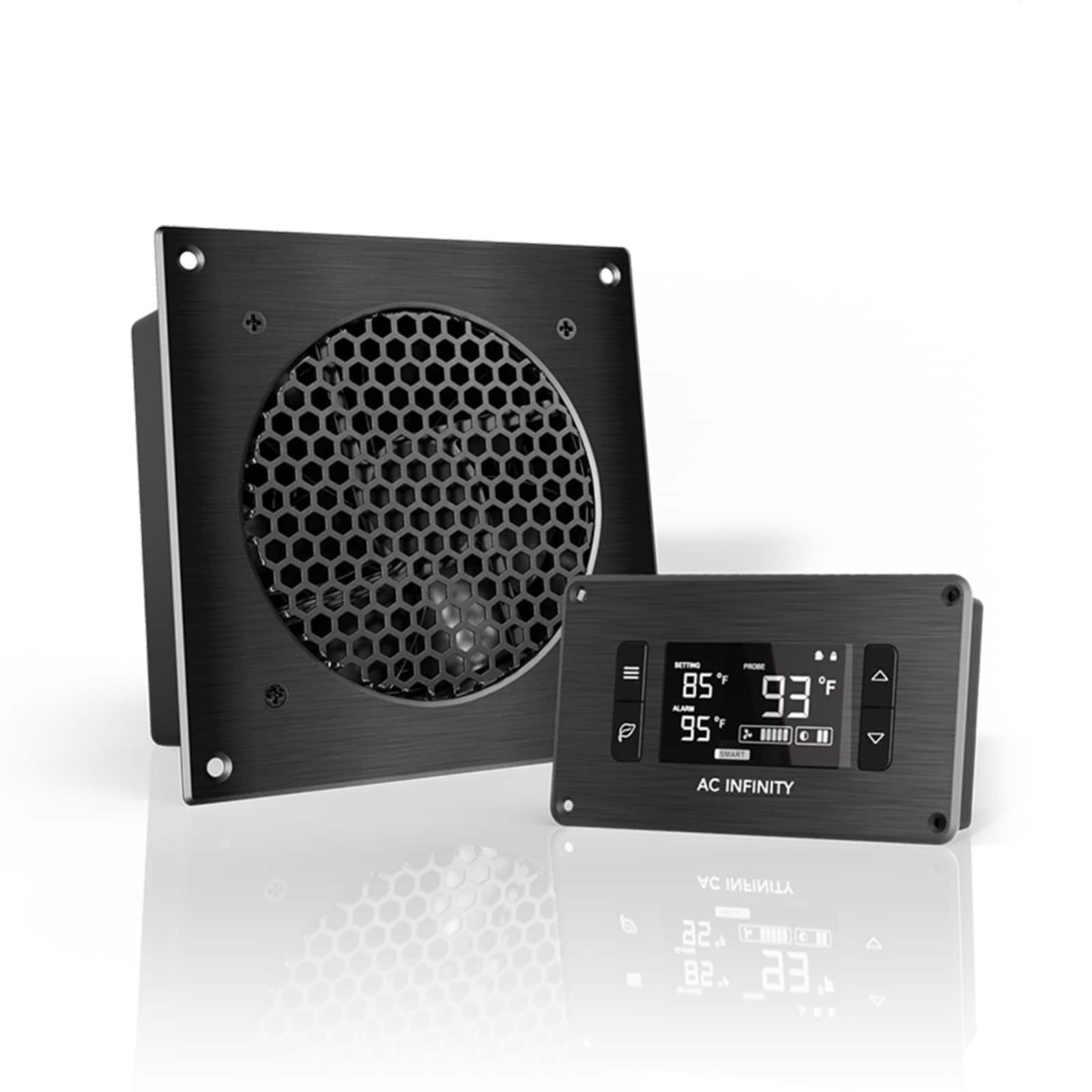 AC Infinity - AIRPLATE T3, Quiet Cabinet Cooling Fan 6" with Temperature Controller - Black