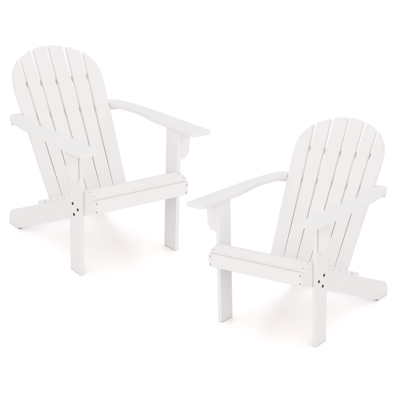 Alt View 4. Gymax - Gymax 4PCS Patio Adirondack Chair w/ Inclined Seat High Backrest & Wide Armrests White - White.