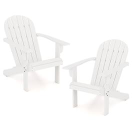 Gymax - 2PCS Patio Adirondack Chair w/ Inclined Seat High Backrest & Wide Armrests - White