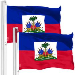 G128 - 2-Pack Haiti Flag 3x5 ft, 150D Polyester with Brass Grommets - Assorted Colors