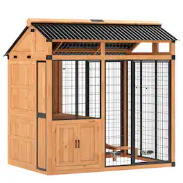 Pawhut - 7' x 5' Extra Large Dog House, Wood Outdoor Dog Kennel with Platform - Yellow