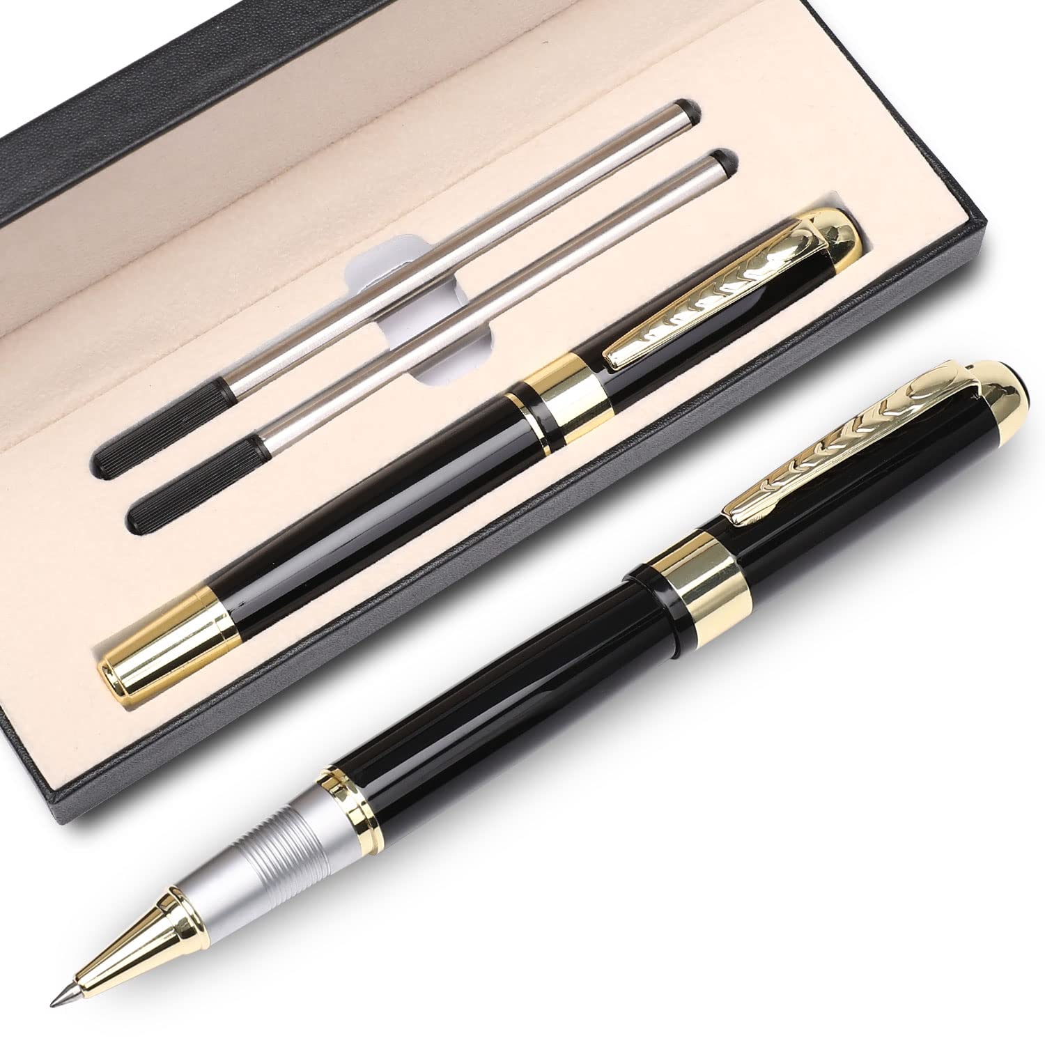 Front. Paradigms Interiors - Ballpoint Pen Luxury Line Refill Set For Men & Women Professional Executive Office Nice Ballpens Classy Box (silver).